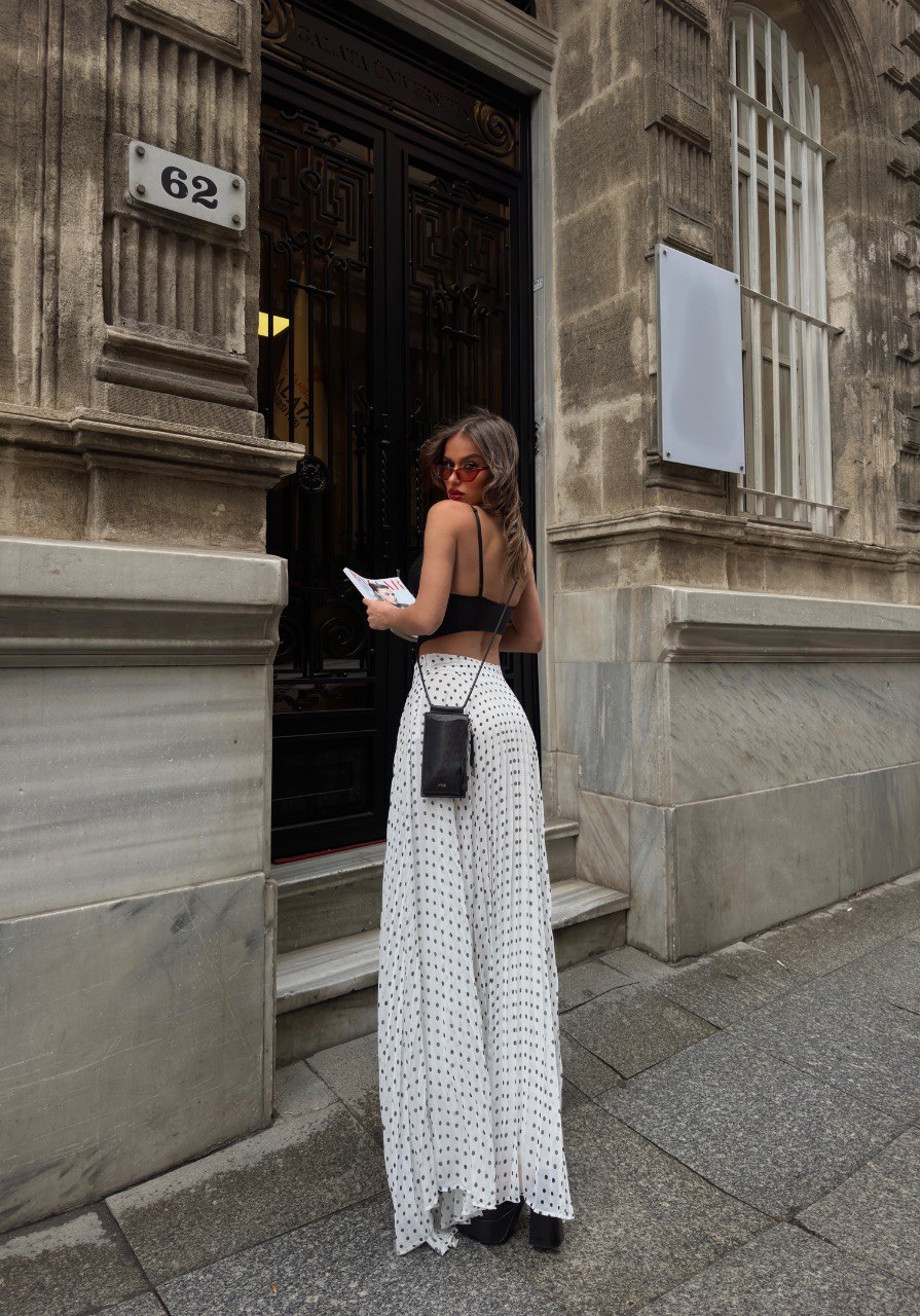 Puantiyeli Piliseli Uzun Etek