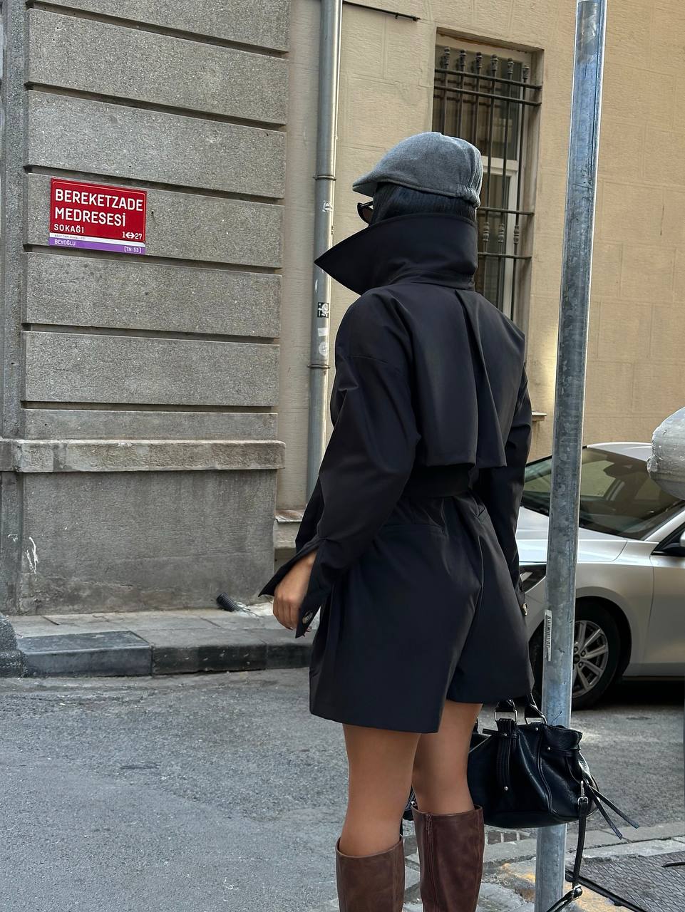 Şortlu Trenç Tulum - Siyah