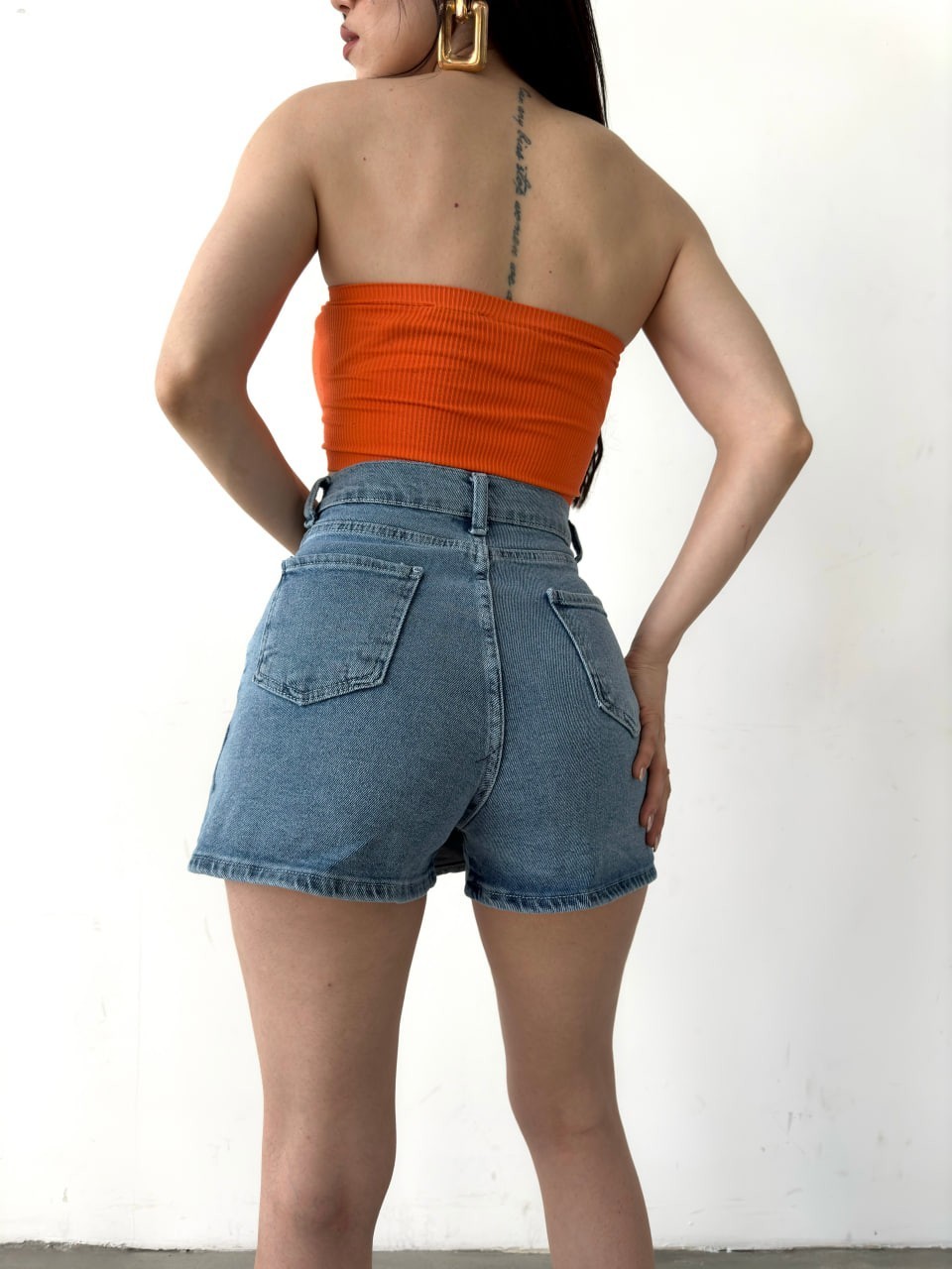 Yırtmaç Detaylı Denim Şort Etek