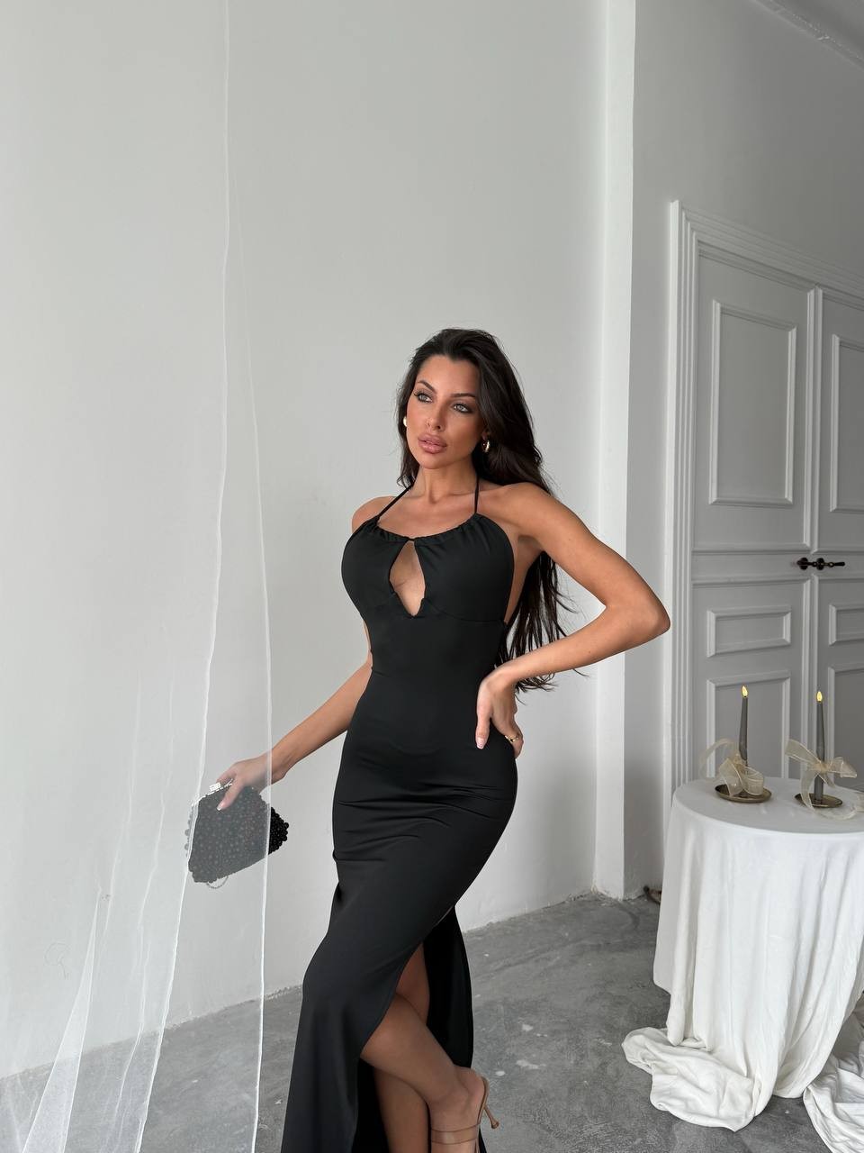 Dijital Baskı Mikro Kumaş Maxi Boy Elbise