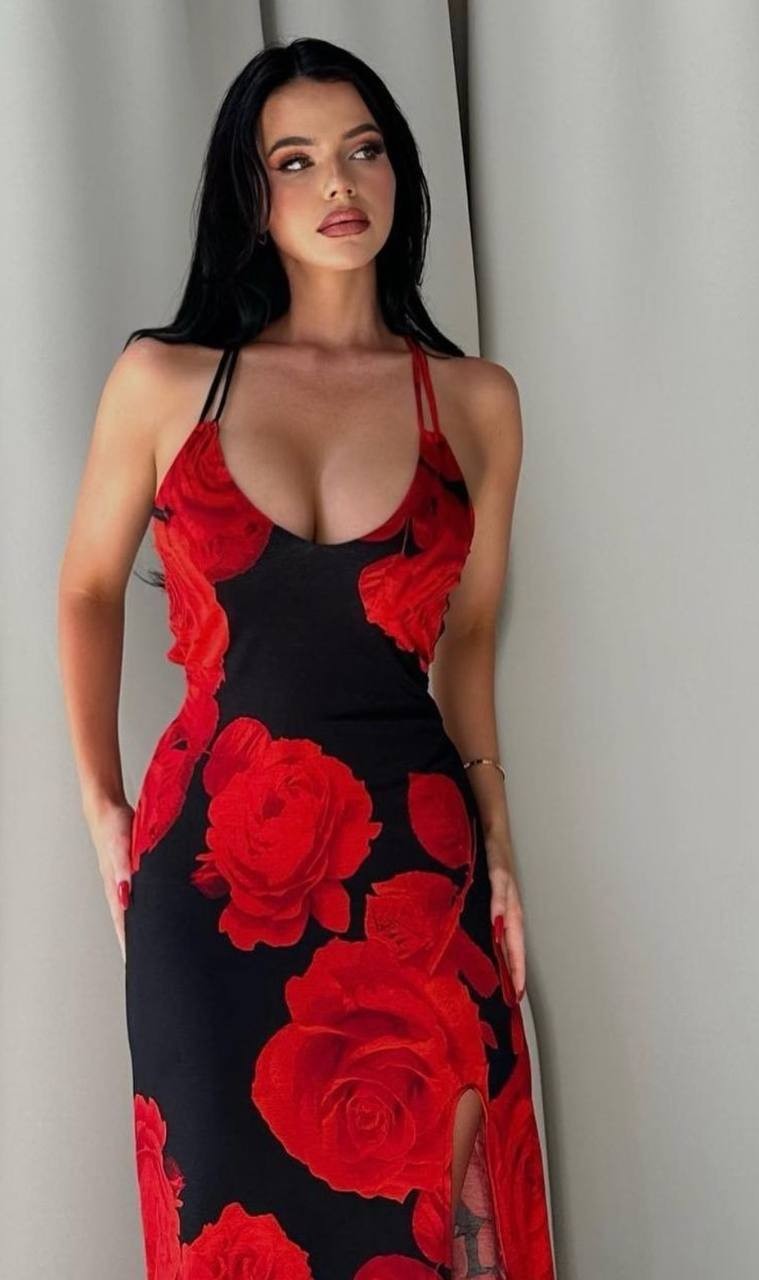 Dijital Desen Maxi Boy Toparlayıcı Elbise