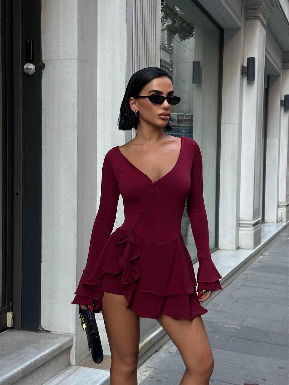 Lunaria Şortlu Elbise - Bordo