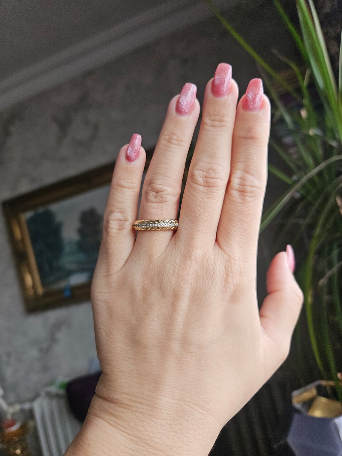 Slowshe-14K Altın Kaplama Uruntu Yüzük