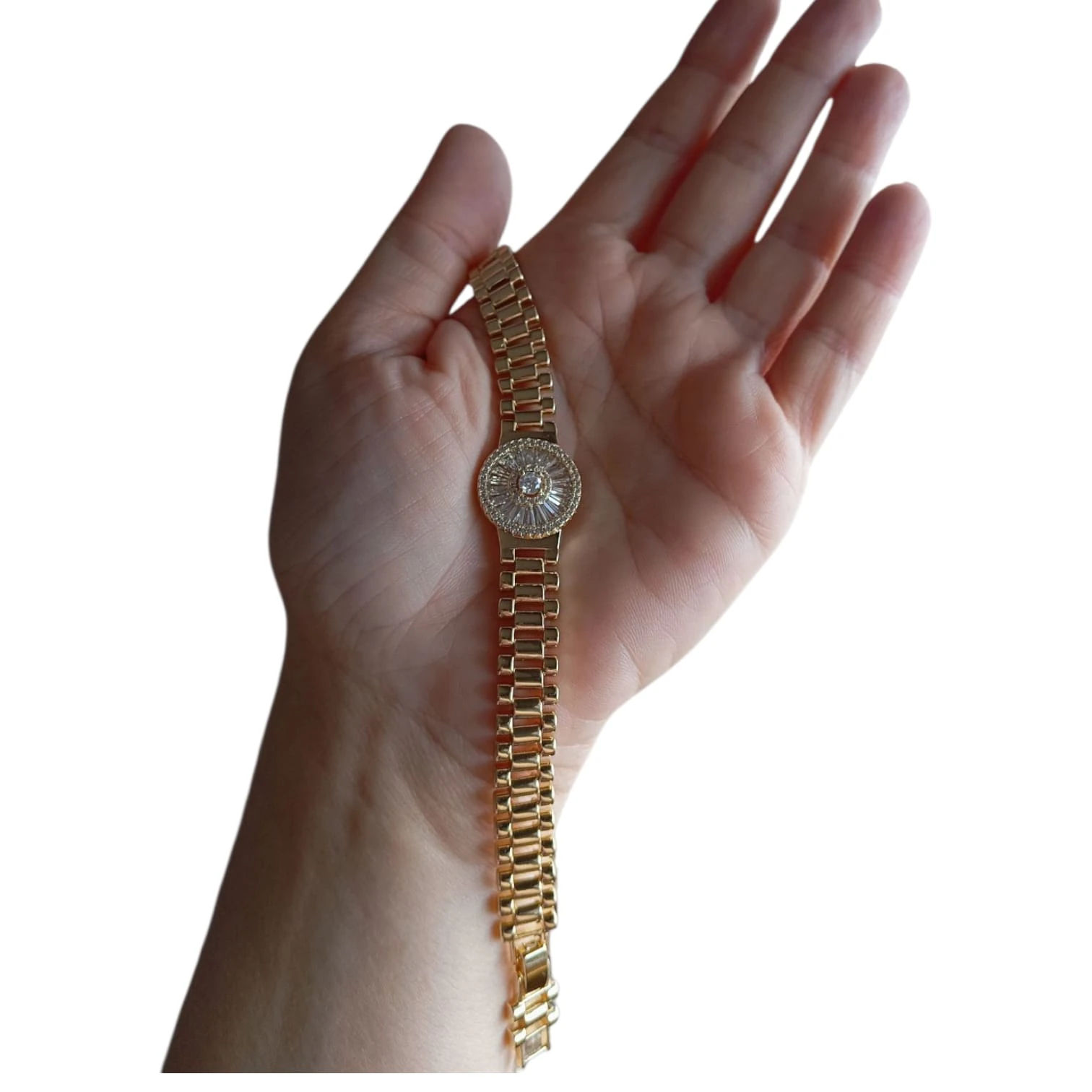 14K Gold Renkli Vip Seri Rolin Yuvarlak Taşlı Bileklik