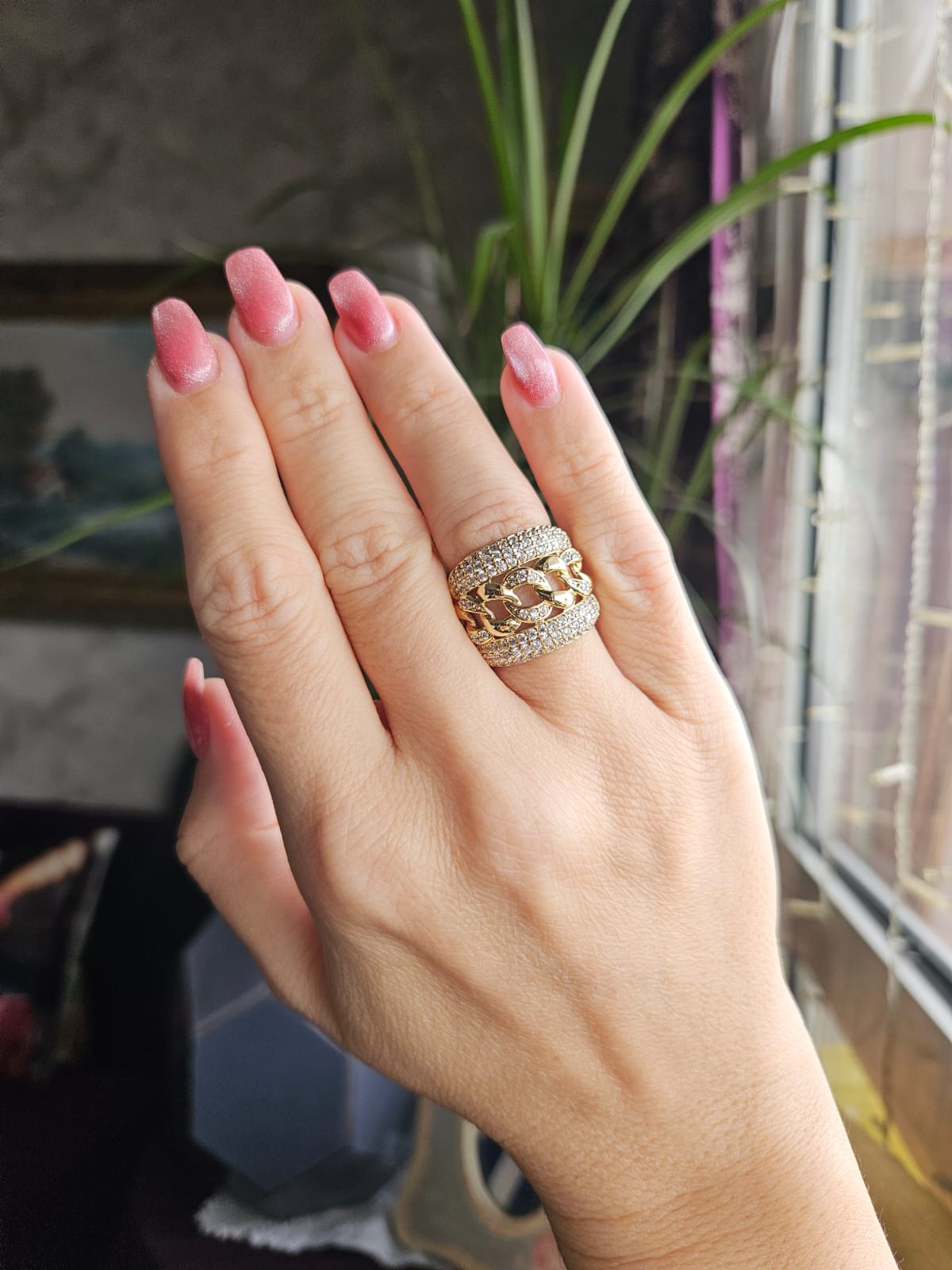 Slowshe-14K Altın Kaplama Halat Yüzük