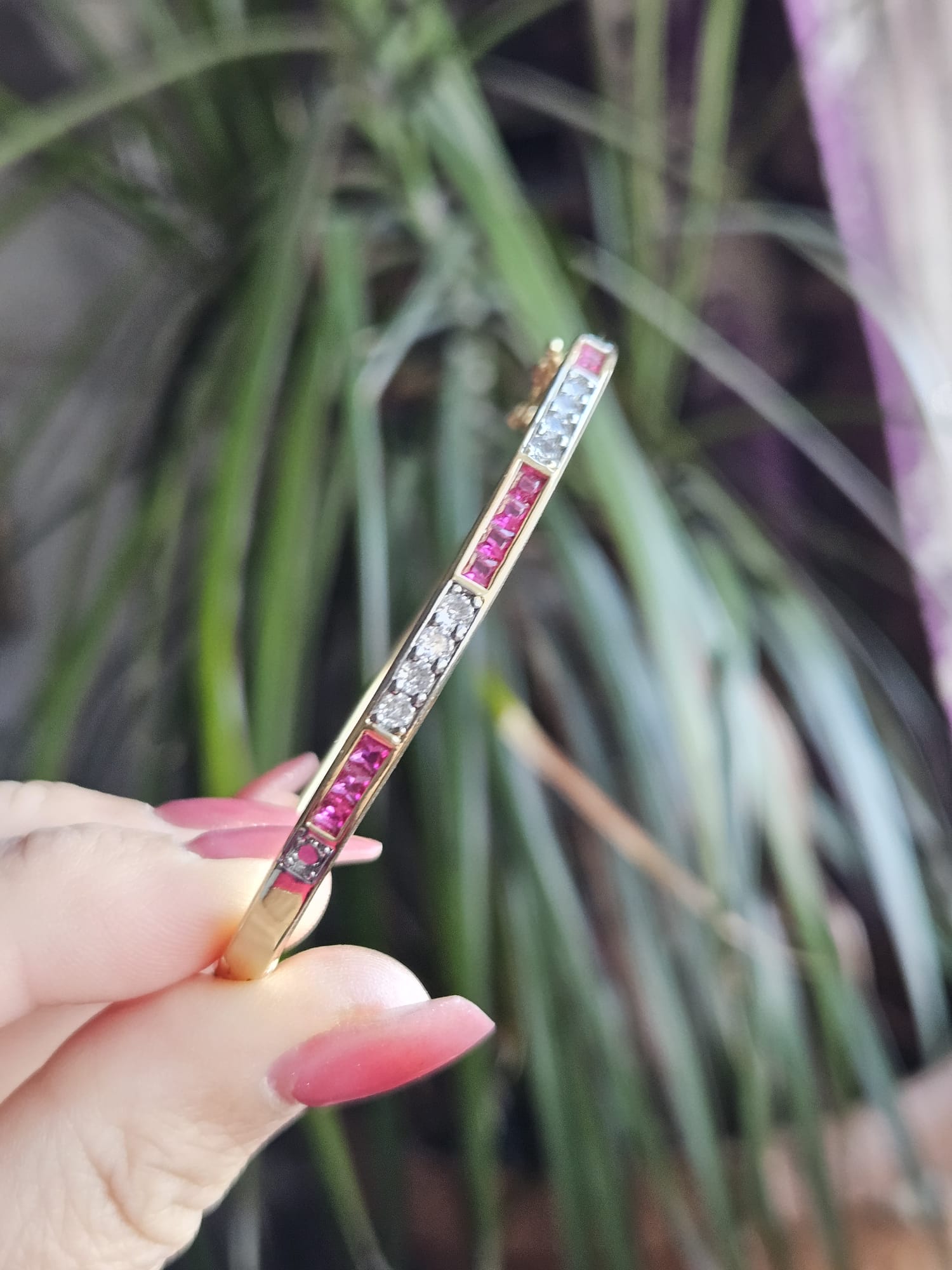 14K GOLD ZİRKON PEMBE TAŞLI KELEPÇE