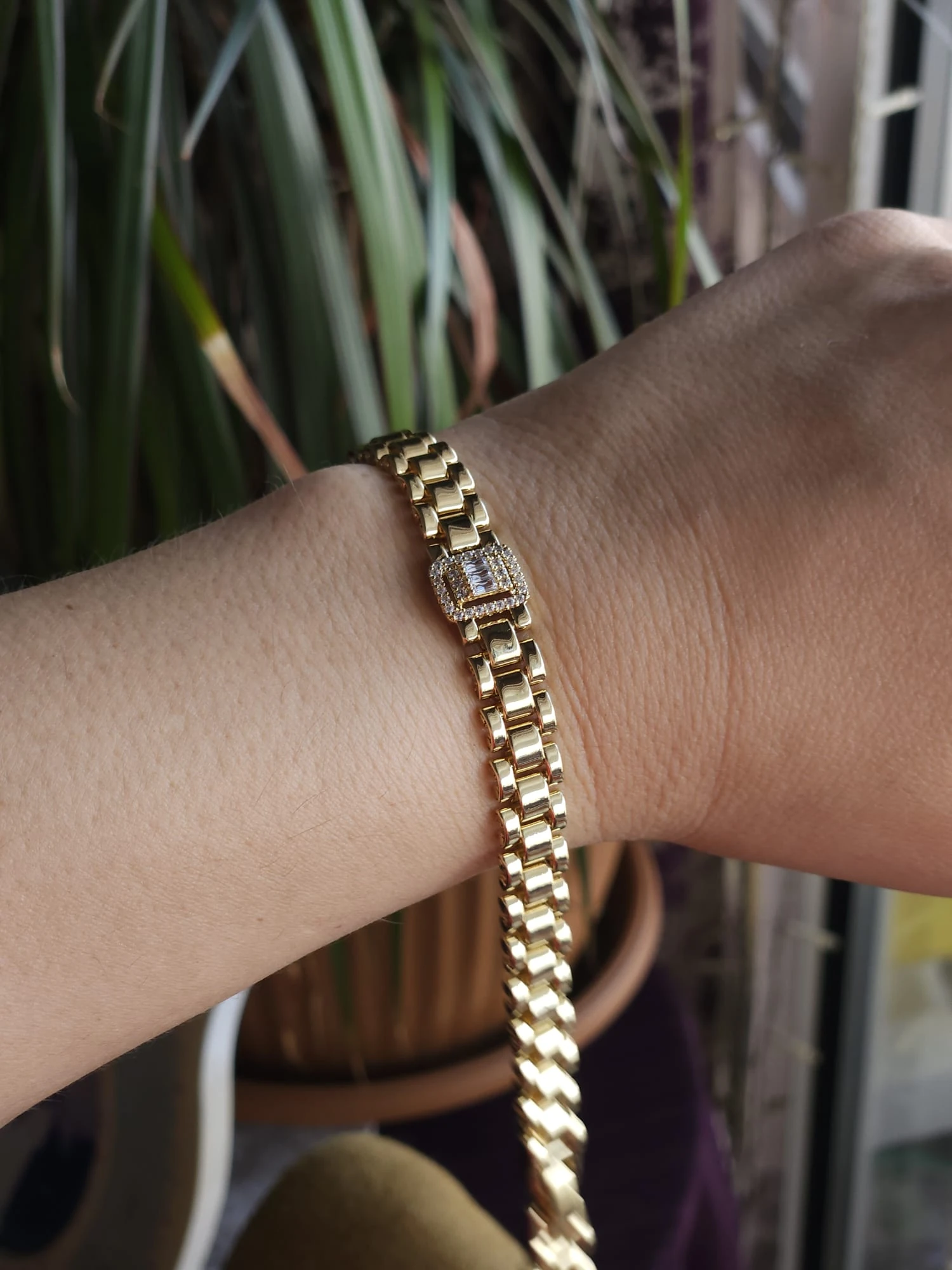 14K Gold Renkli Vip Seri Rolin Baget Taşlı Bileklik