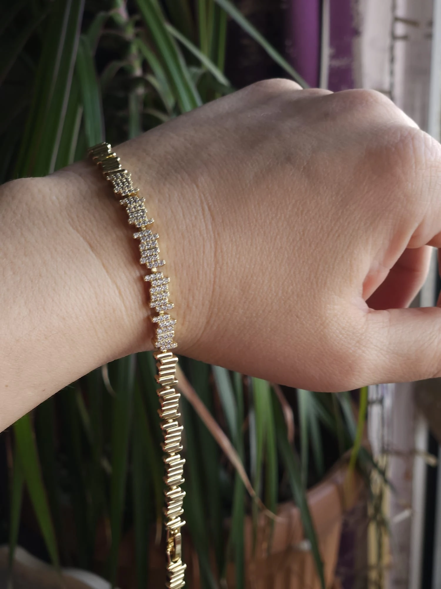 14K Gold İkili Yıldız Vip Seri Zikzak Bileklik