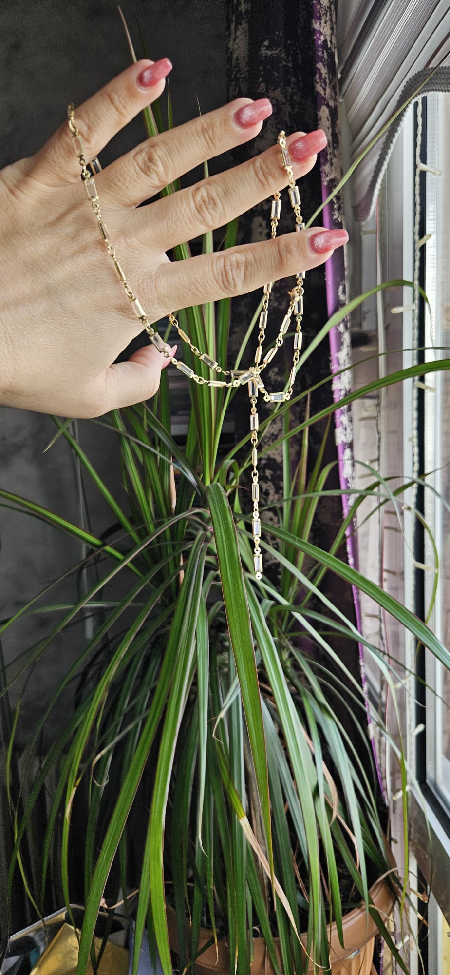 SLOWSHE – 14 K GOLD KAPLAMA ŞEFFAF TAŞLI KOLYE (Zincir Uzunluğu: 45 cm)