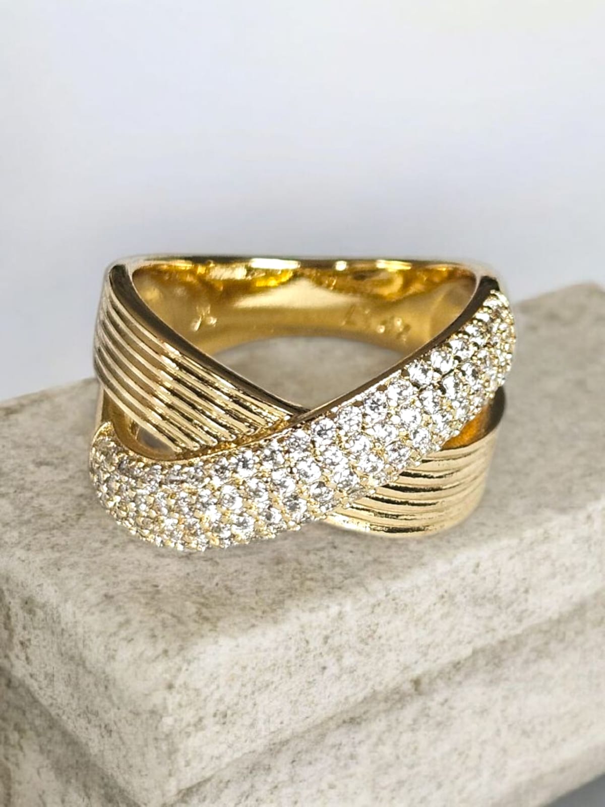 Slowshe-14K Altın Kaplama Çapraz Yüzük