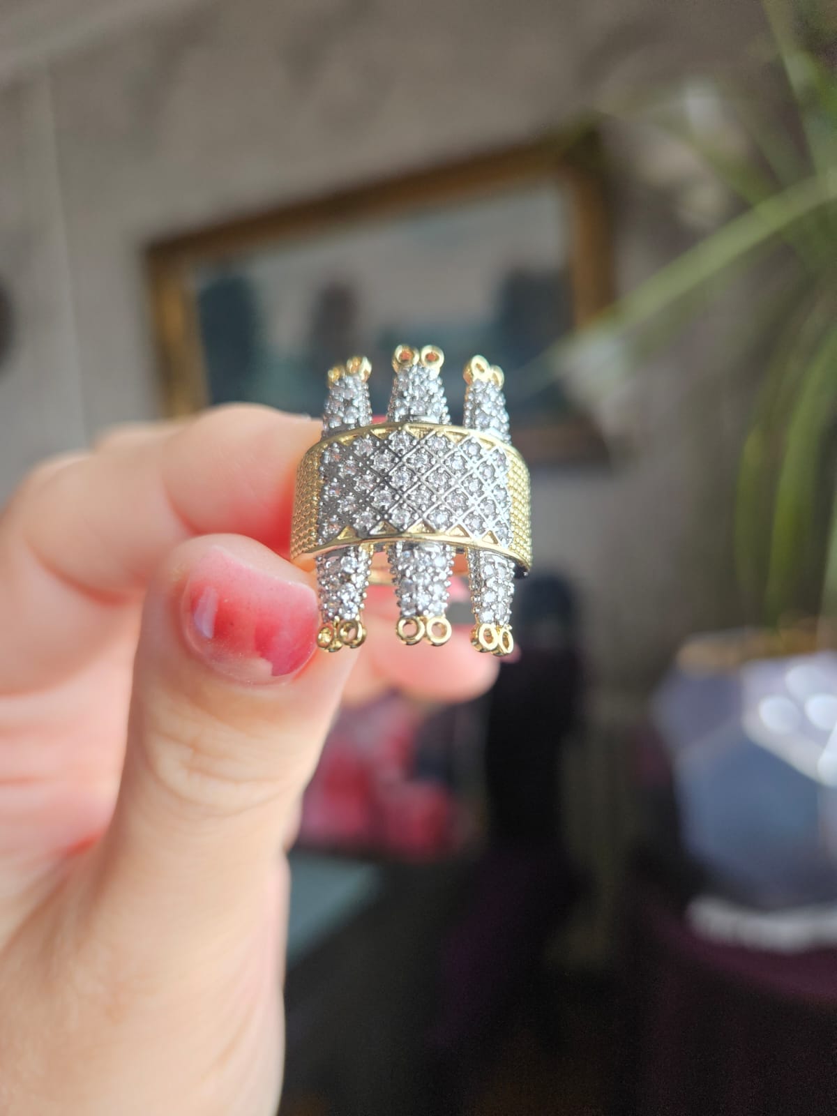 Slowshe-14K Altın Kaplama Hammer Yüzük