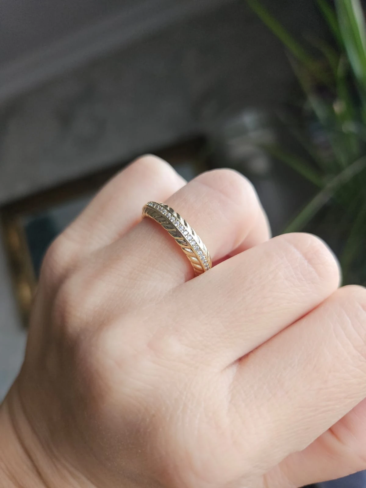 Slowshe-14K Altın Kaplama Uruntu Yüzük