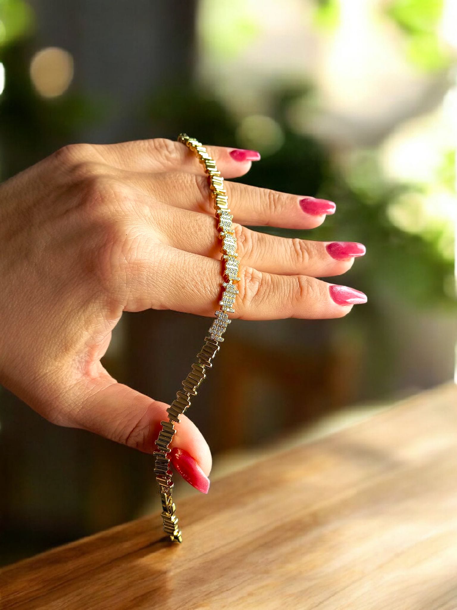 14K Gold İkili Yıldız Vip Seri Zikzak Bileklik