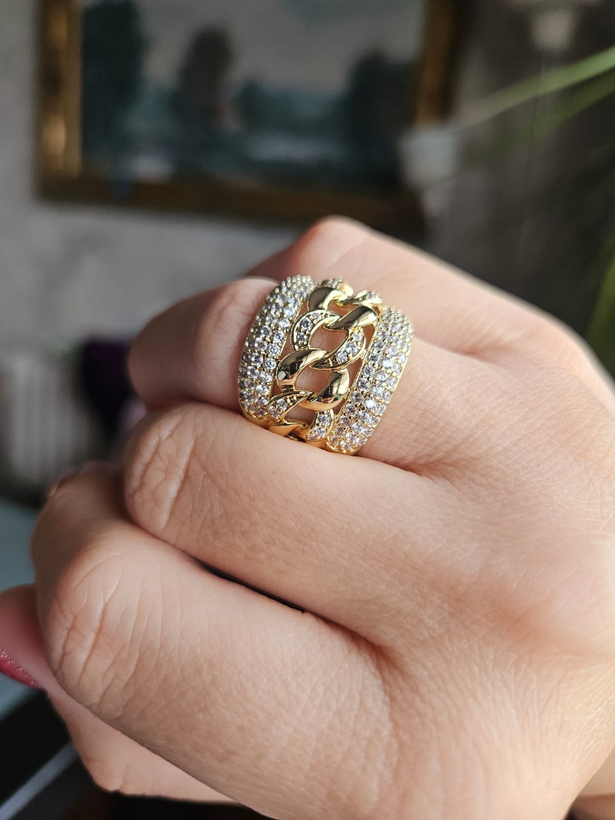 Slowshe-14K Altın Kaplama Halat Yüzük