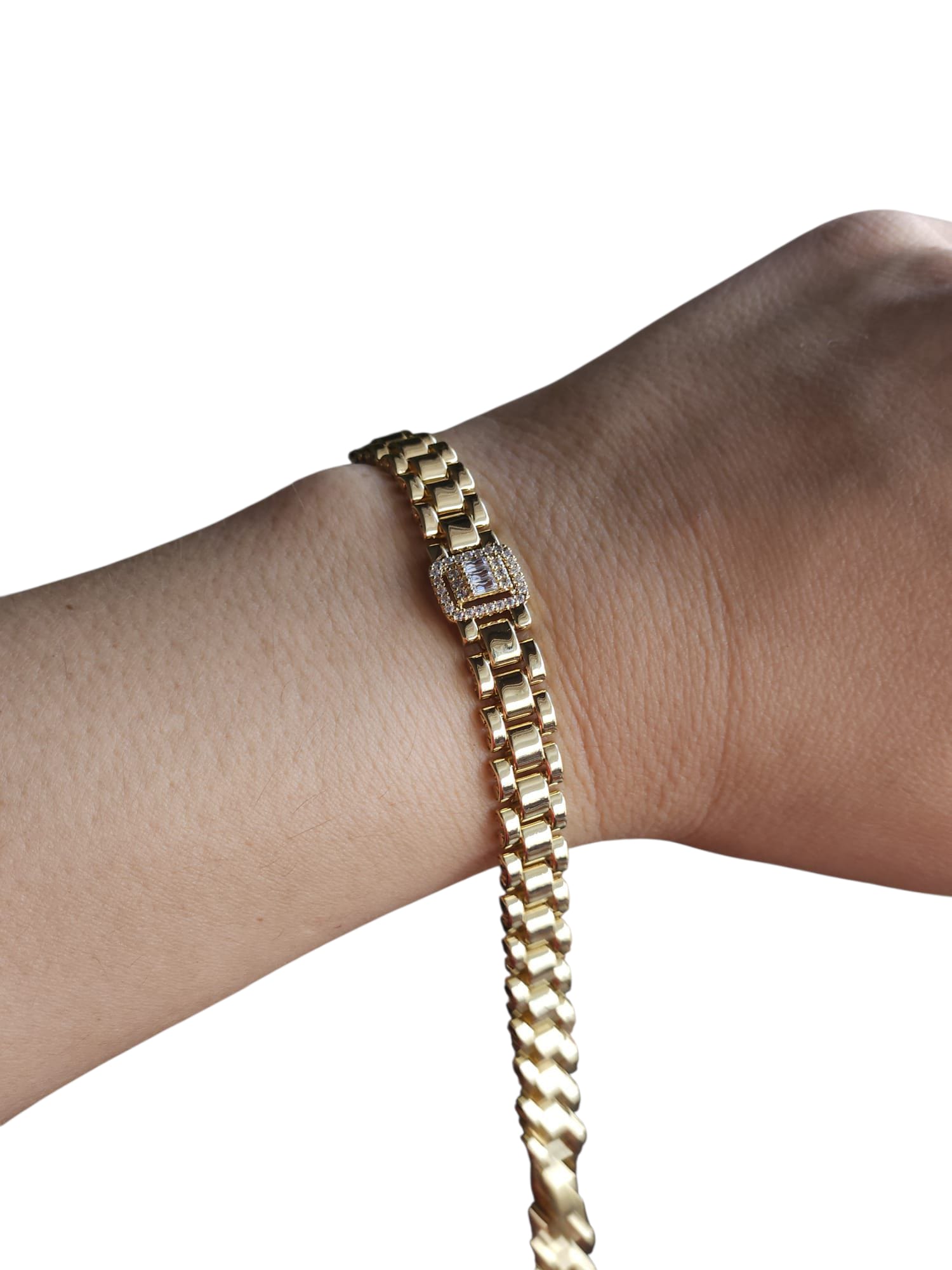 14K Gold Renkli Vip Seri Rolin Baget Taşlı Bileklik