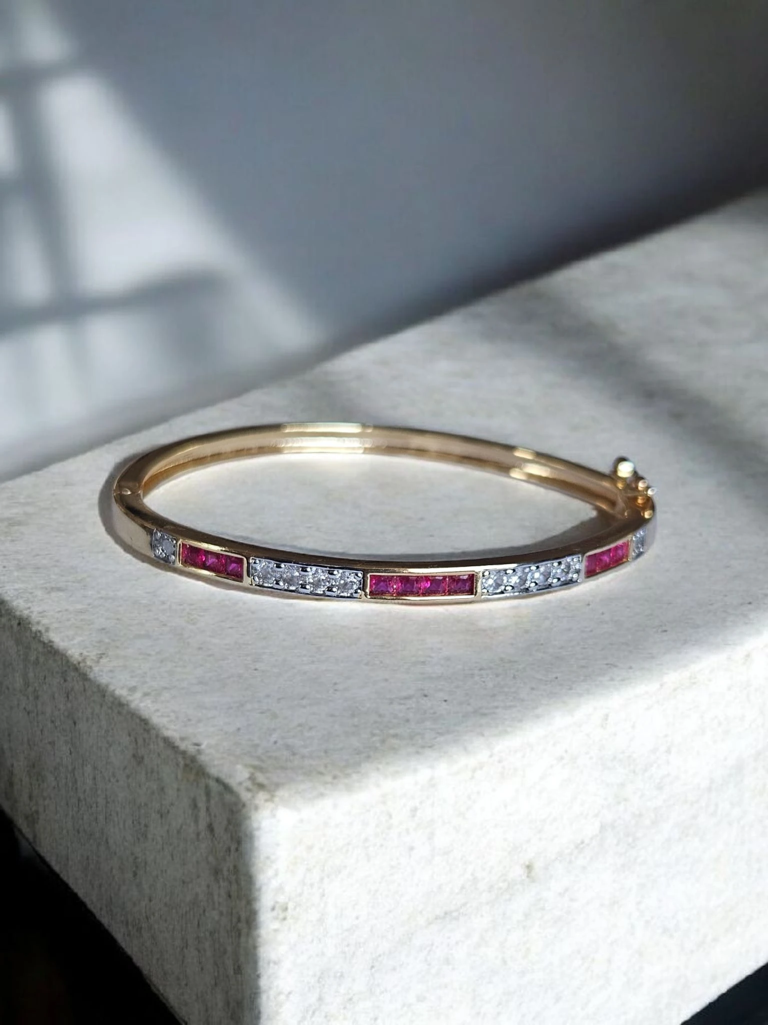 14K GOLD ZİRKON PEMBE TAŞLI KELEPÇE