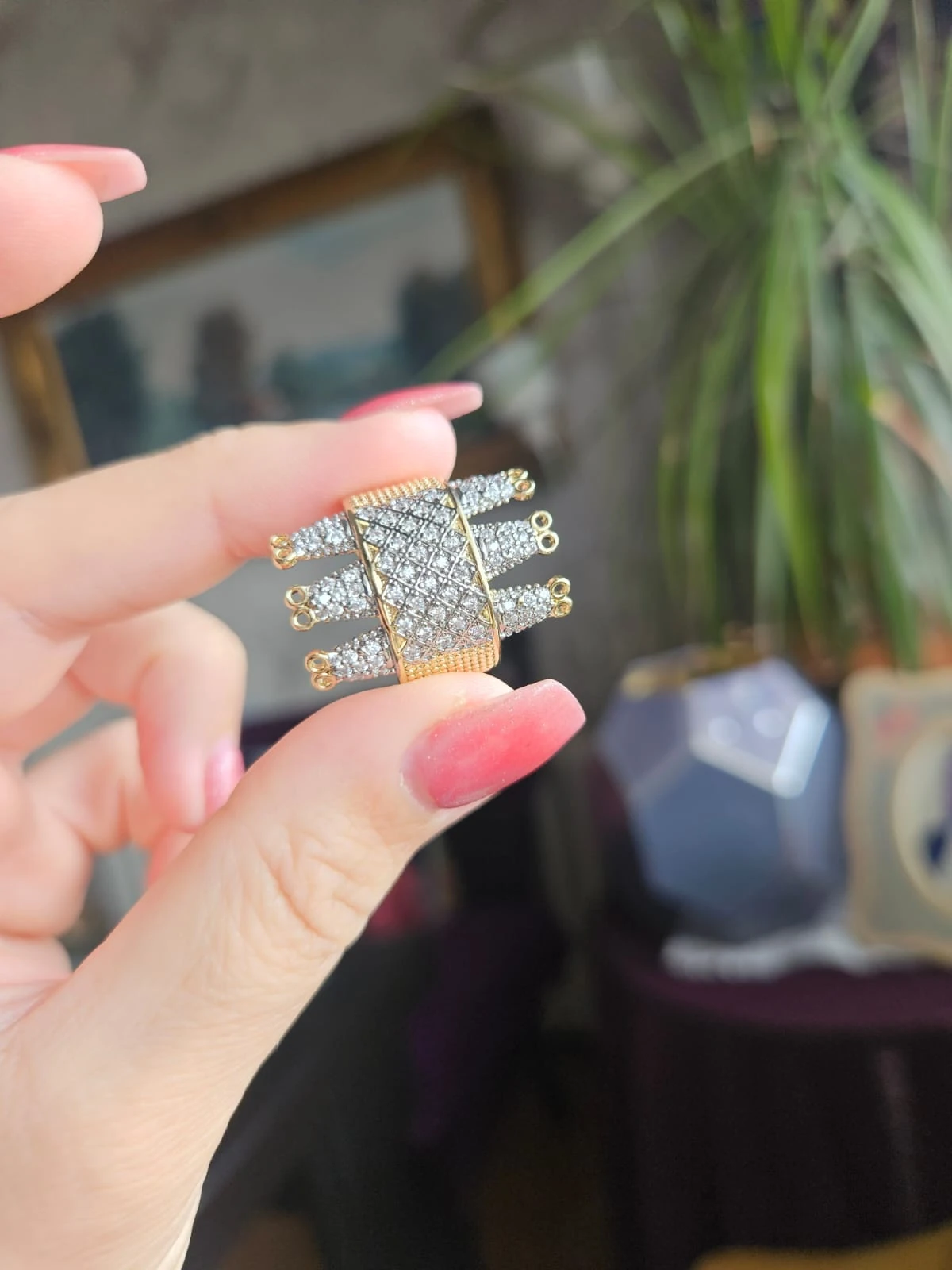 Slowshe-14K Altın Kaplama Hammer Yüzük