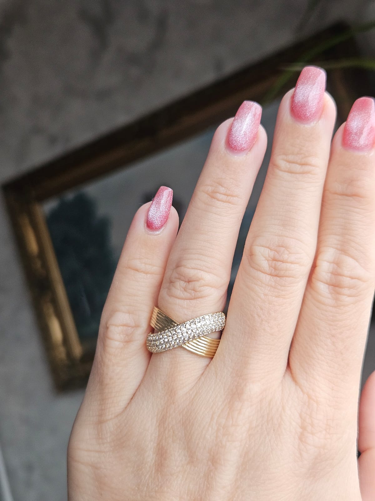 Slowshe-14K Altın Kaplama Çapraz Yüzük