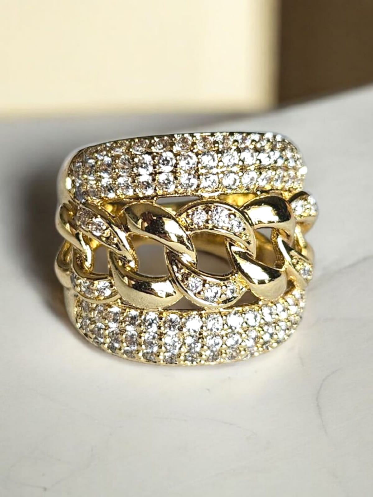 Slowshe-14K Altın Kaplama Halat Yüzük