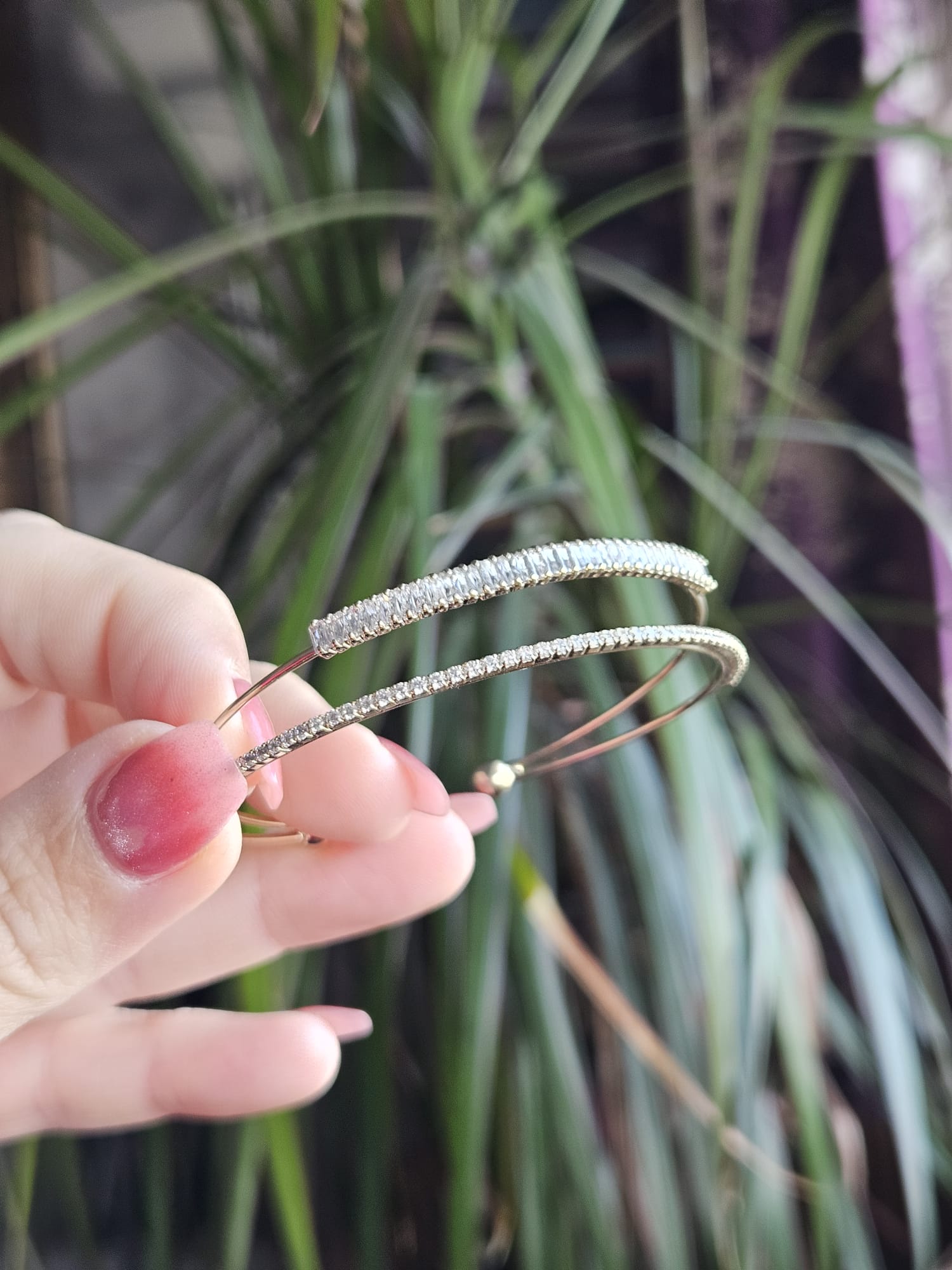 14K GOLD TAM TUR İKİ SIRALI KELEPÇE