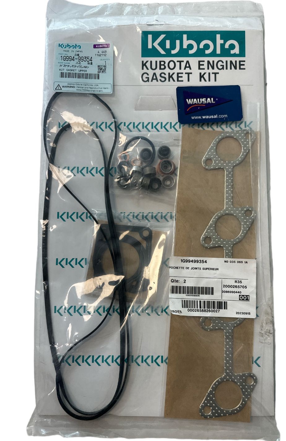 GASKET HALF SET TOP WITH GASKET CYLINDER HEAD ORIGINAL KUBOTA 1G994-99354