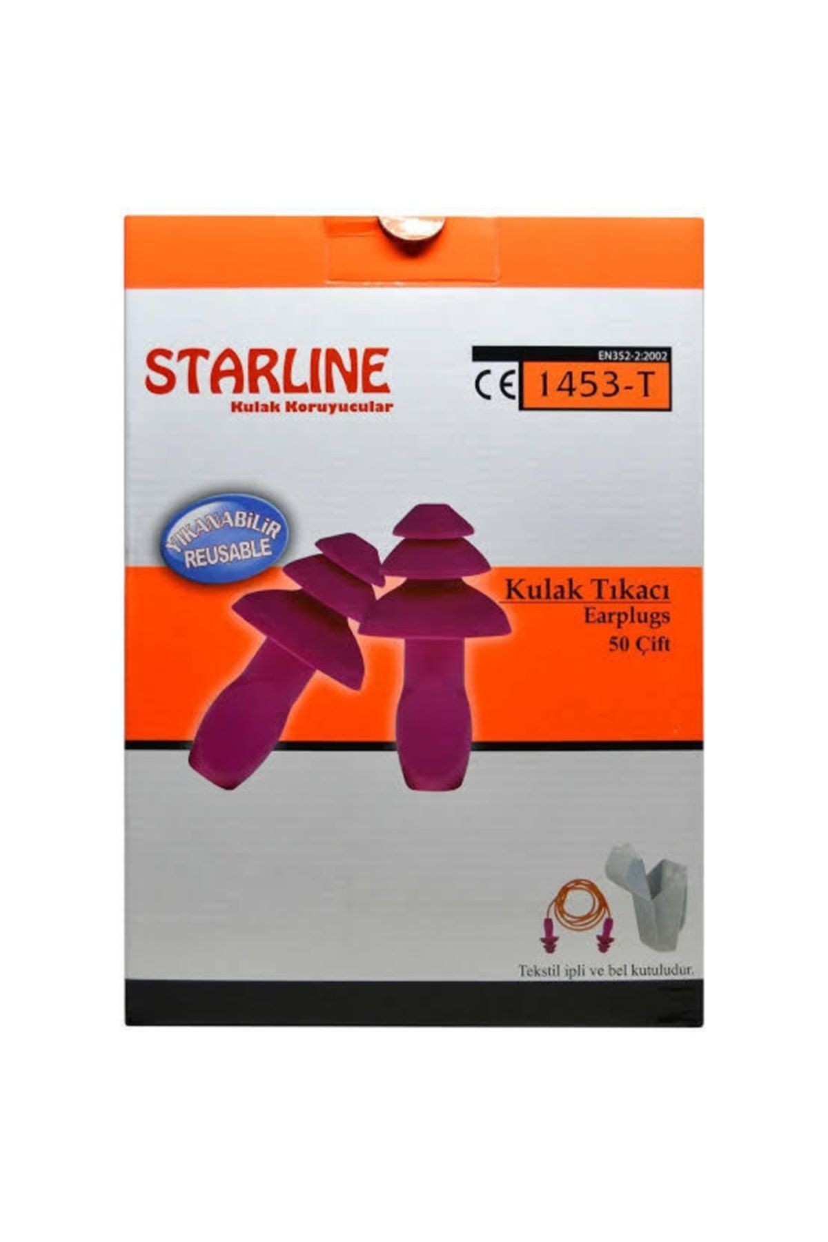 Starline 1453-T Tekstil İpli Kulak Tıkacı 24 db 50 Çift