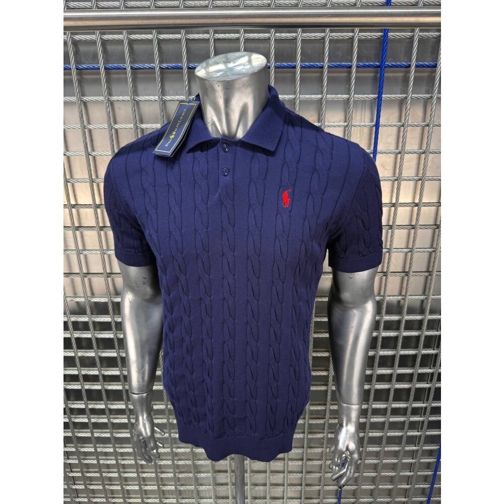 Polo Ralph Lauren Örgü Desen Polo Yaka Triko Lacivert