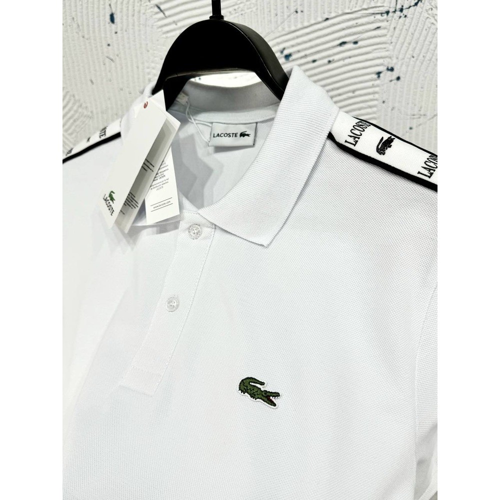 Lacoste Polo Yaka Omuz Şeritli Beyaz