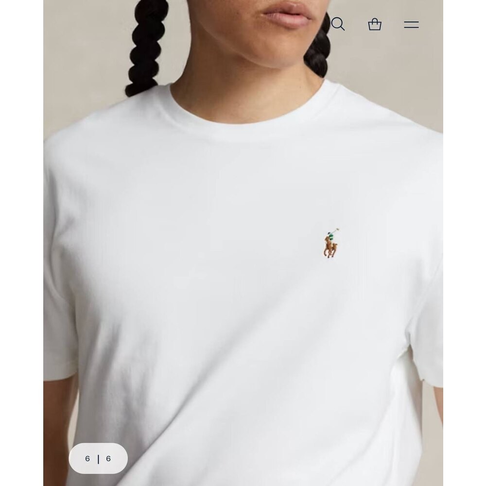 Polo Ralph Lauren Basic Bisiklet Yaka Beyaz