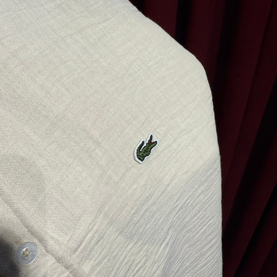 LACOSTE KETEN GÖMLEK KREM RENK