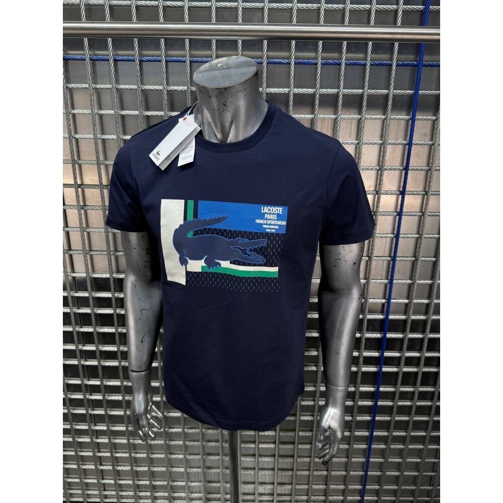 Lacoste Paris Baskılı Bisiklet Yaka Lacivert