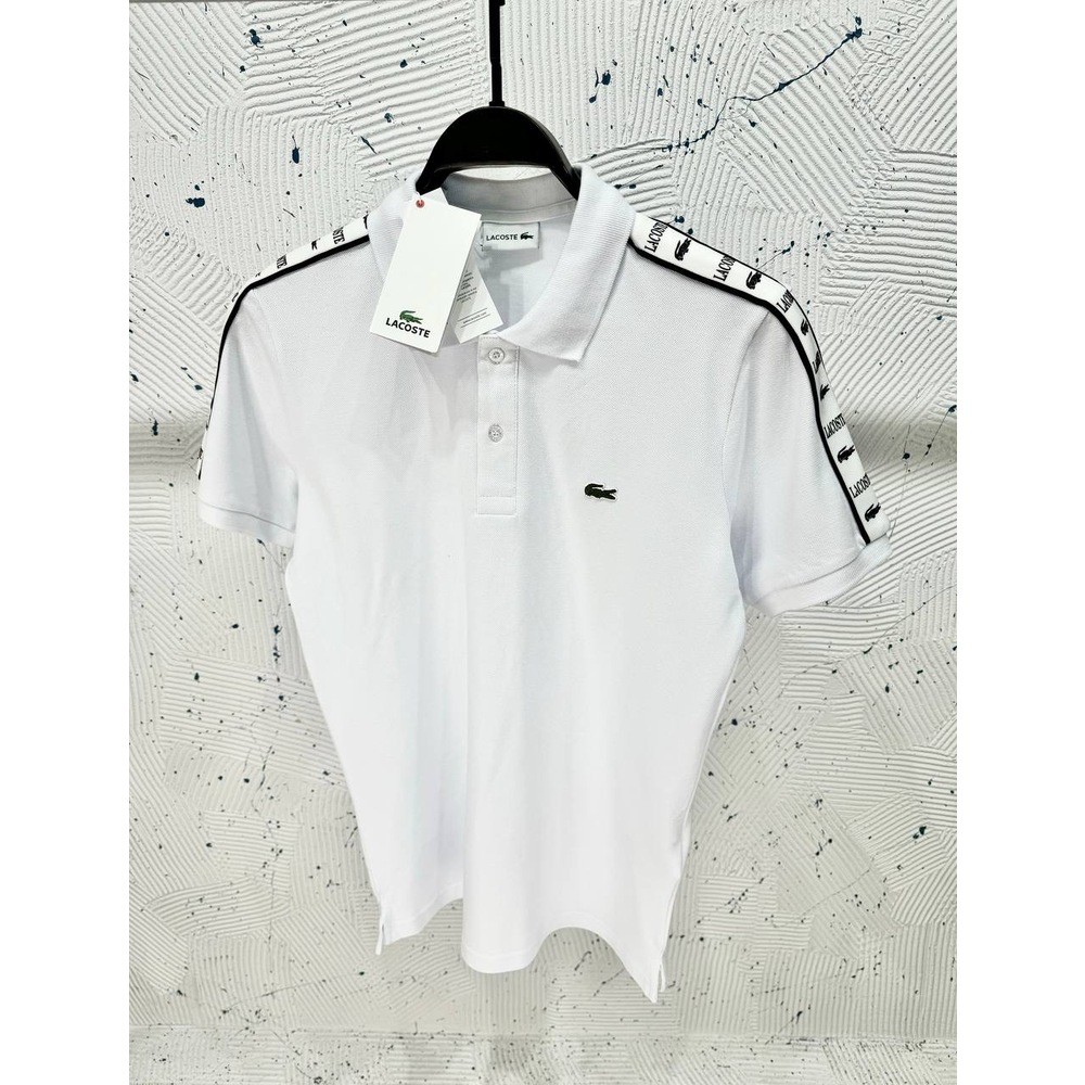 Lacoste Polo Yaka Omuz Şeritli Beyaz