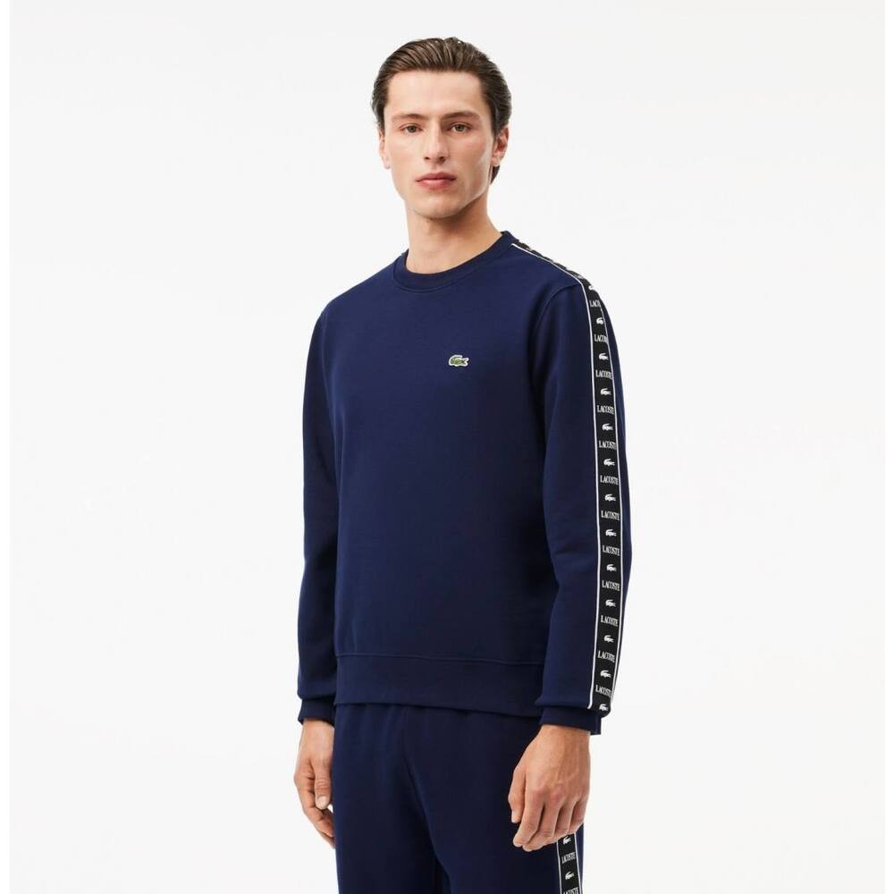 Lacoste Şeritli Sweatshirt Lacivert