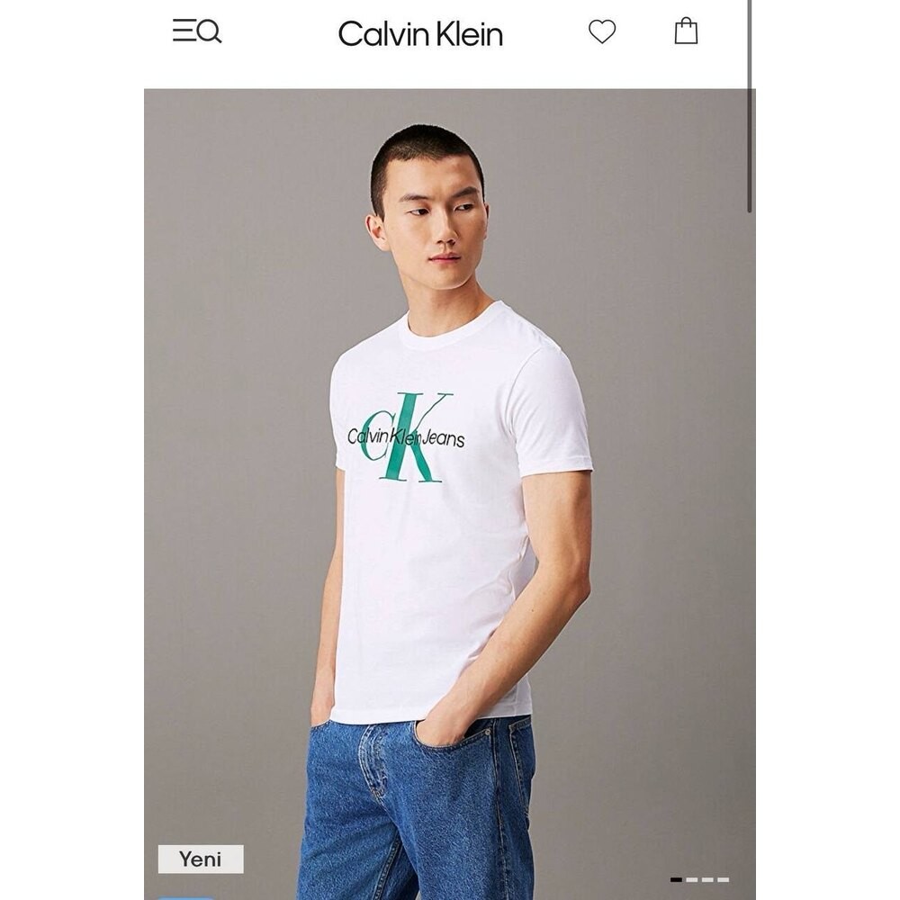 Calvin Klein CK Bisiklet Yaka Beyaz