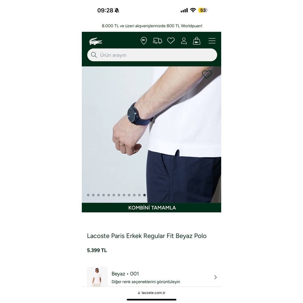 Lacoste Paris Polo Yaka Beyaz