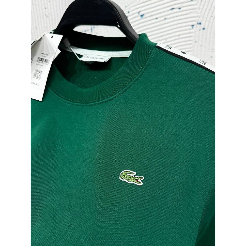 Lacoste Şeritli Sweatshirt Haki Yeşil