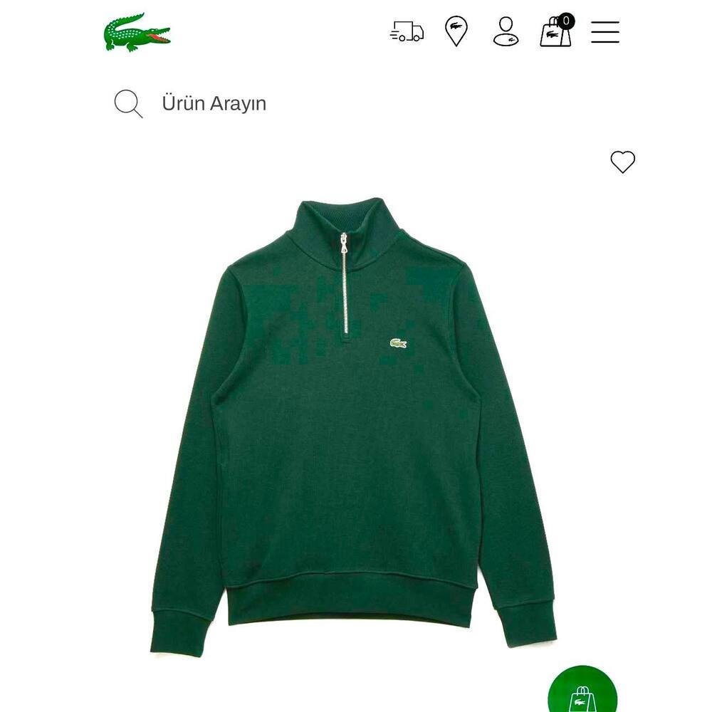 Lacoste Fermuarlı Sweatshirt Haki Yeşil