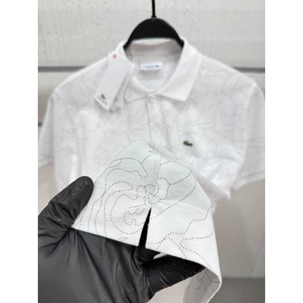 Lacoste Desenli Polo Yaka Beyaz