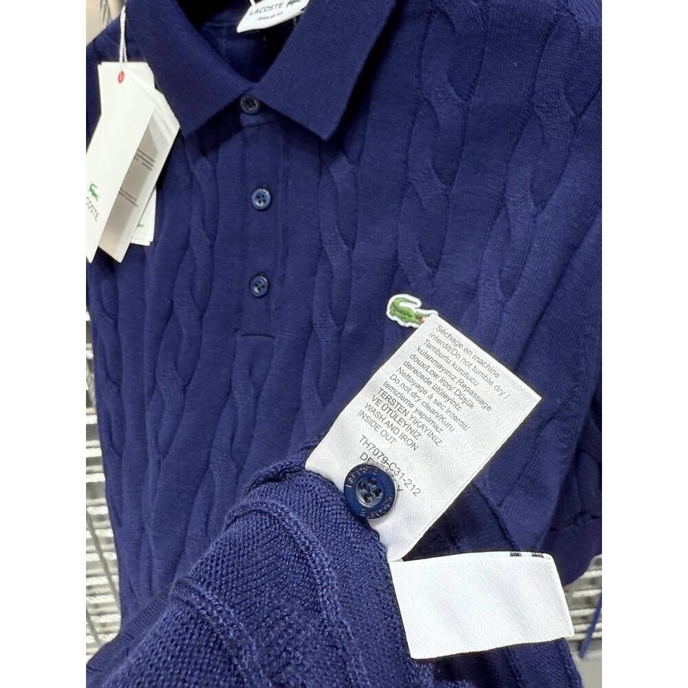 Lacoste Örgü Desen Polo Yaka Triko Lacivert