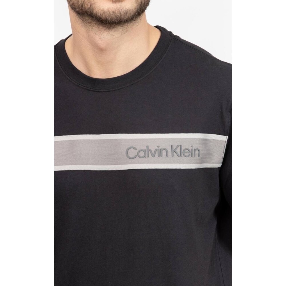 Calvin Klein Şeritli Bisiklet Yaka Siyah