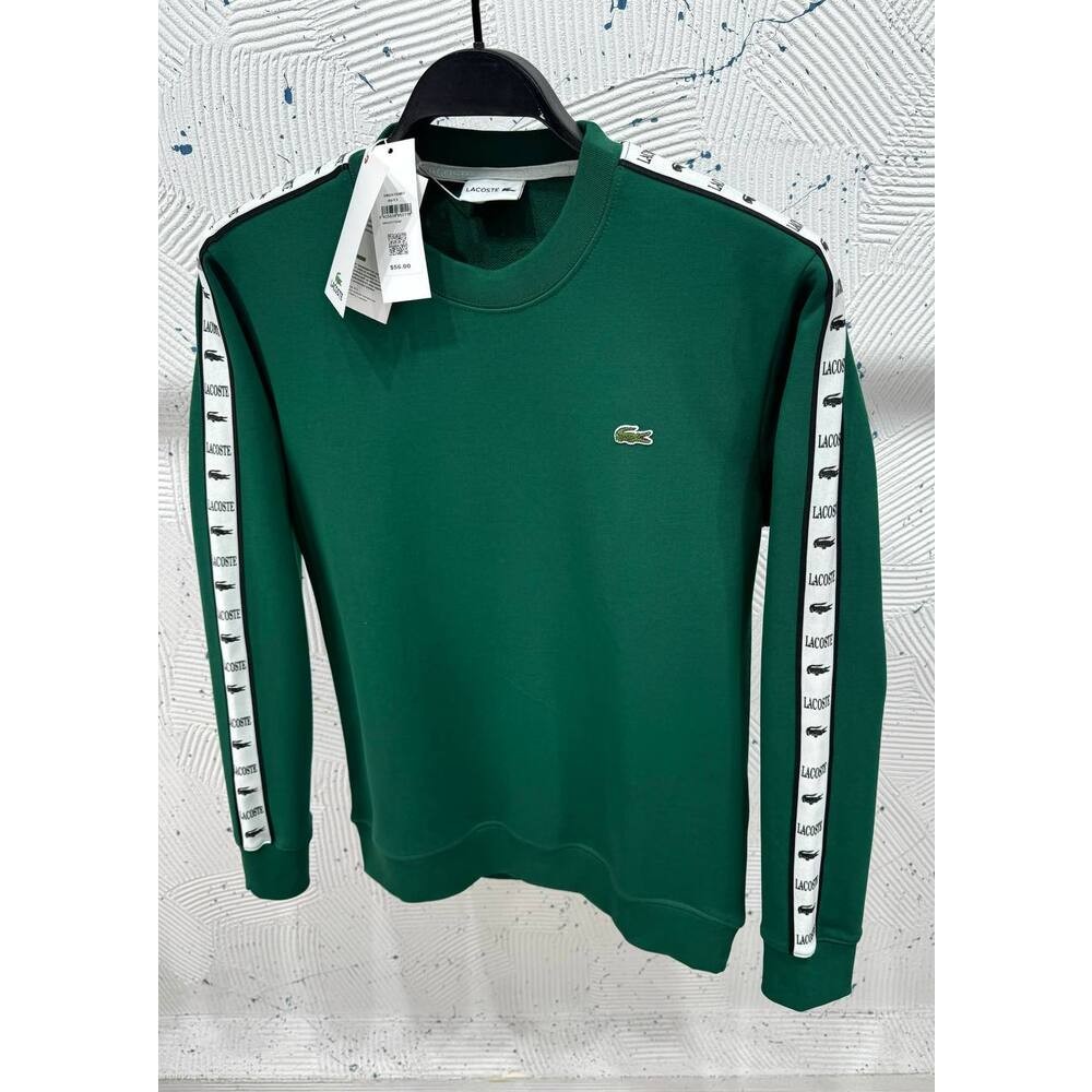 Lacoste Şeritli Sweatshirt Haki Yeşil