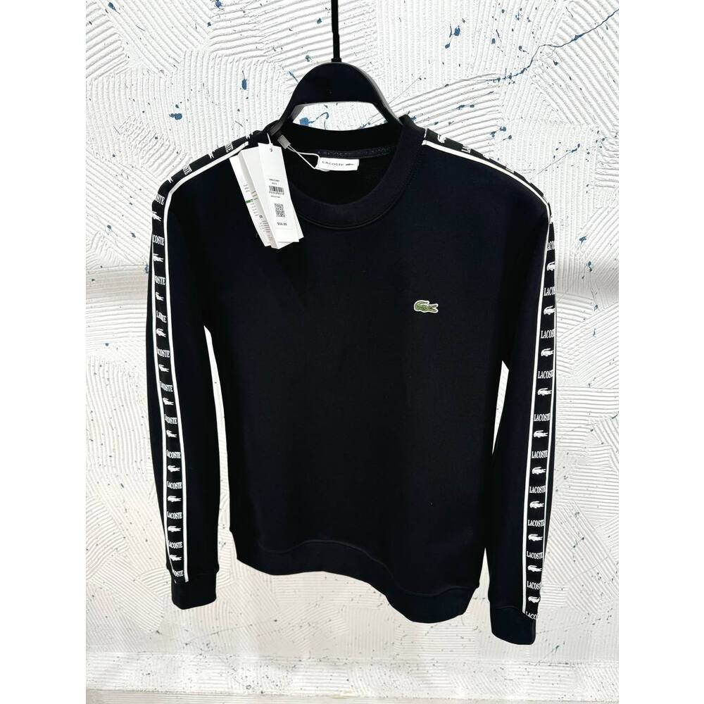 Lacoste Şeritli Sweatshirt Siyah