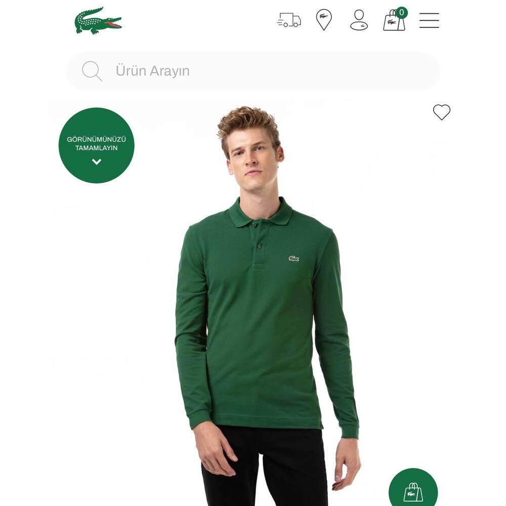 Lacoste Klasik Polo Yaka Uzun Kollu Haki Yeşil