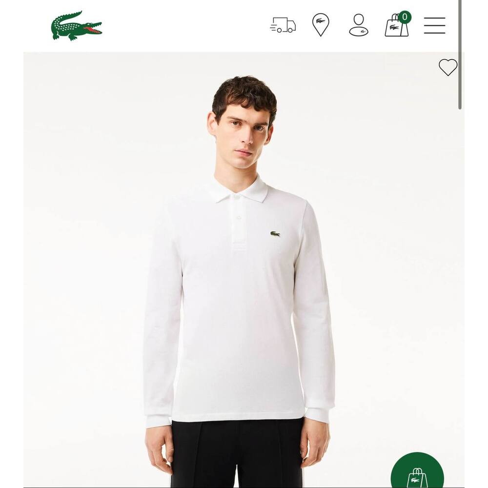 Lacoste Klasik Polo Yaka Uzun Kollu Beyaz