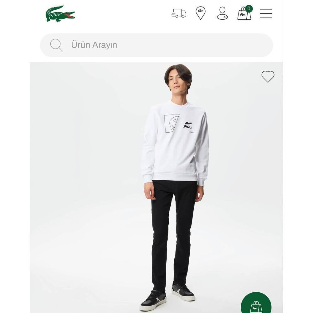 Lacoste Sweatshirt Floklu Beyaz