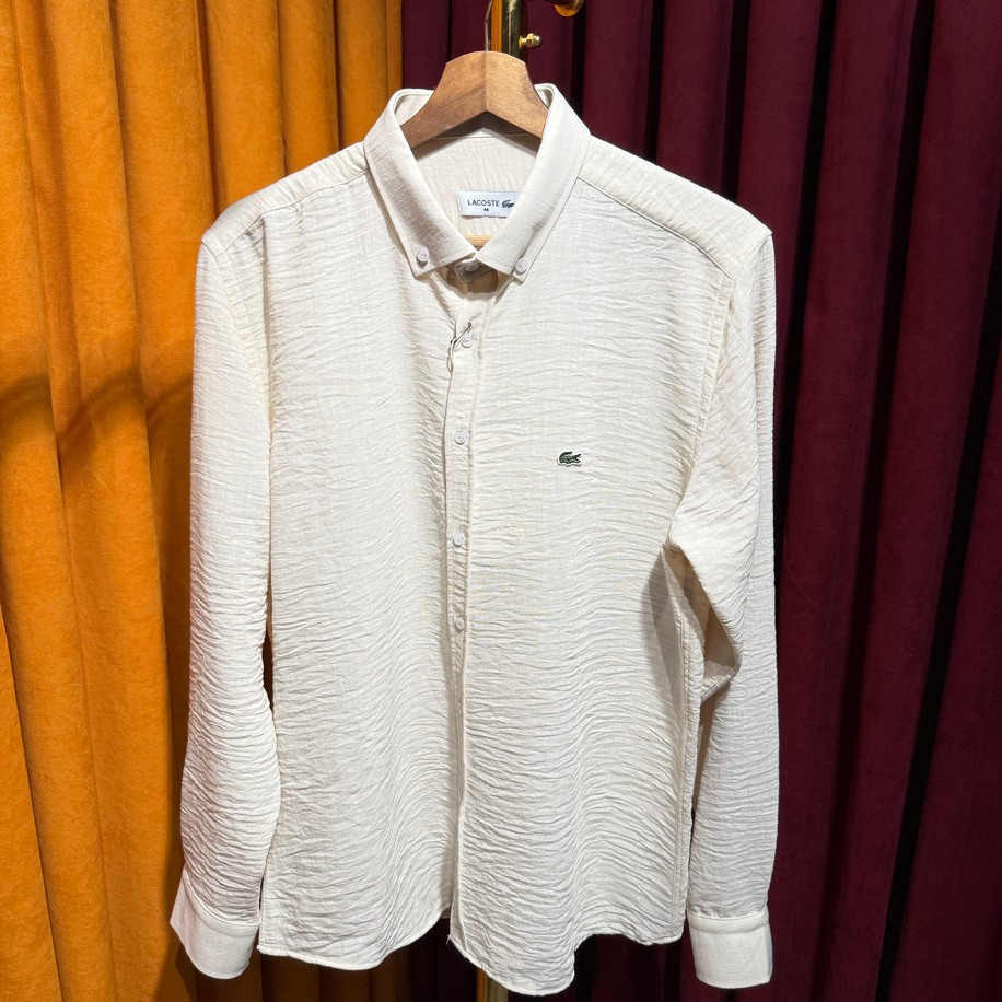 LACOSTE KETEN GÖMLEK KREM RENK