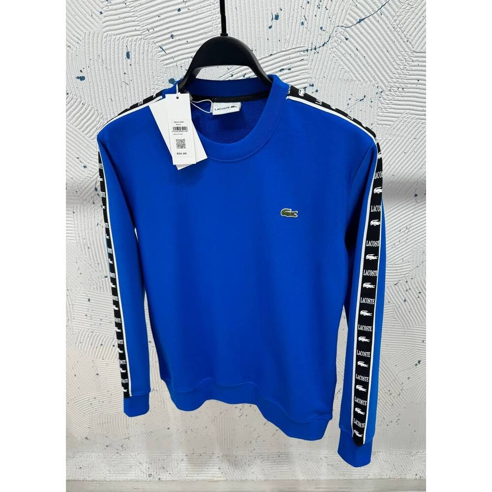 Lacoste Şeritli Sweatshirt Saks Mavi