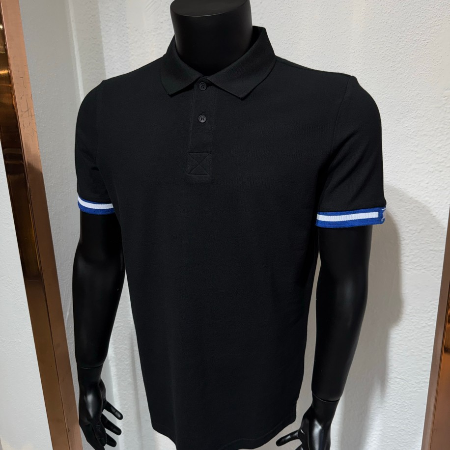 BURBERRY POLO YAKA ÇİZGİ DETAYLI SİYAH RENK