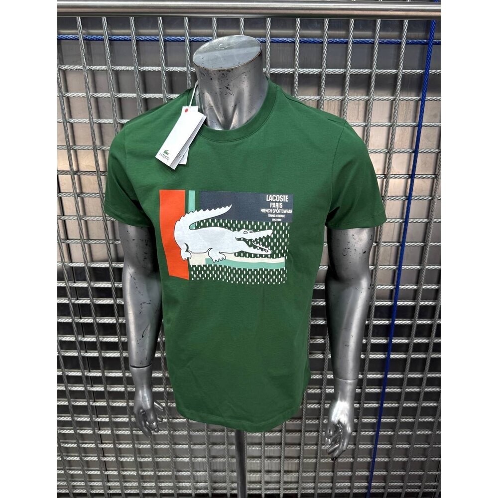 Lacoste Paris Baskılı Bisiklet Yaka Yeşil