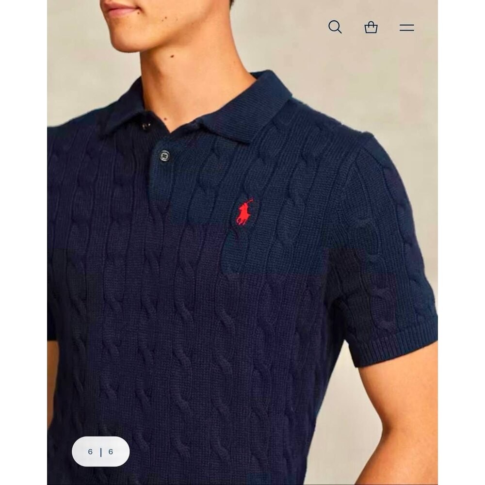 Polo Ralph Lauren Örgü Desen Polo Yaka Triko Lacivert